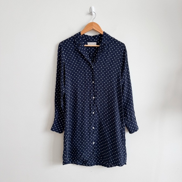 EVERLANE • The Polka-Dot Shirtdress in Navy - Picture 2 of 11